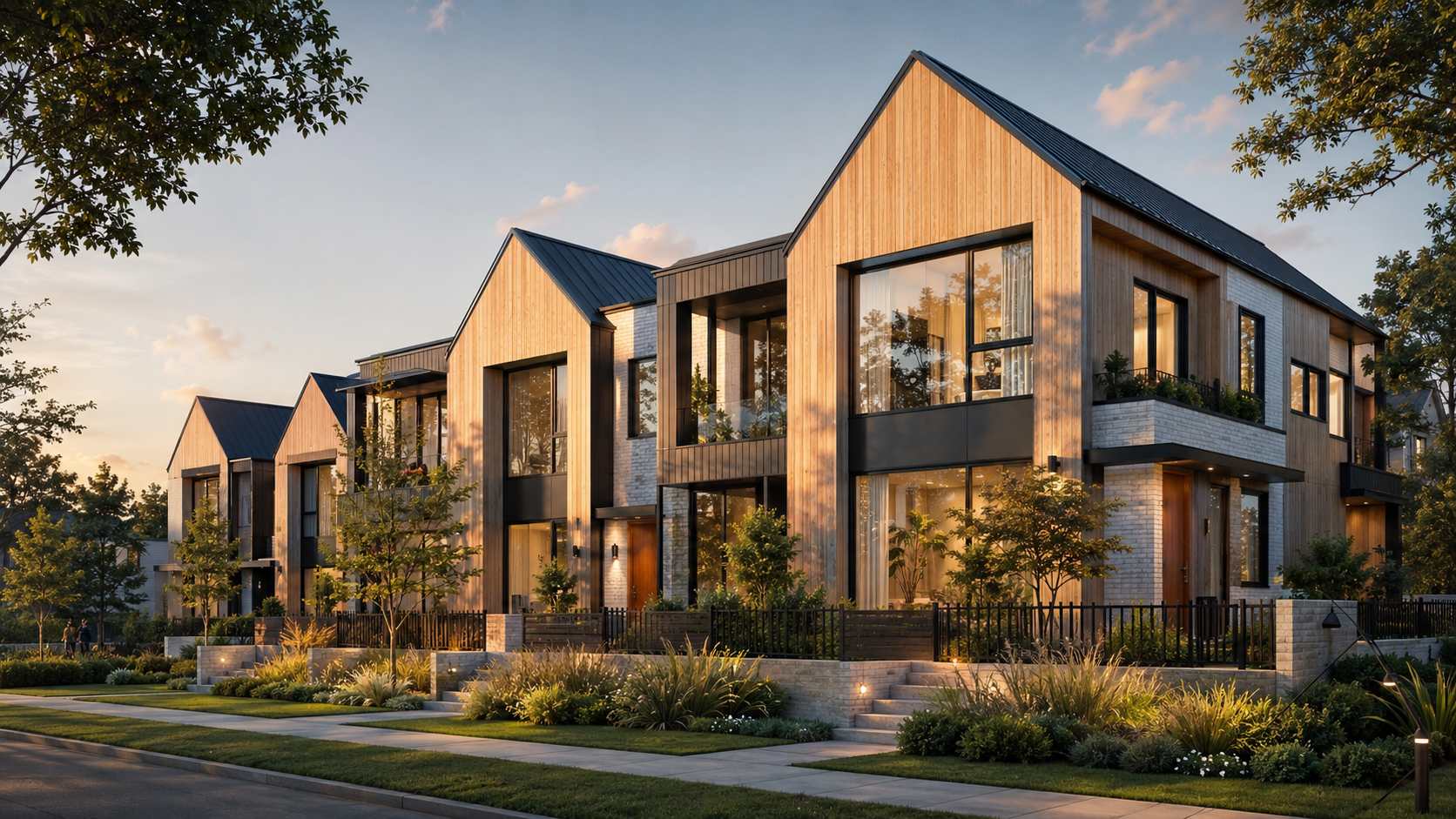 Culmena townhomes at golden hour