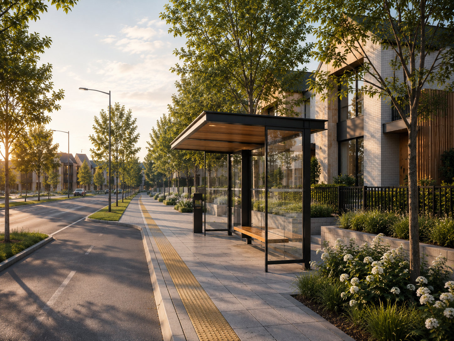 Modern transit stop near Culmena